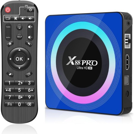 Android TV Box, Android 13.0 Box 2GB RAM 16GB ROM RK3528 Quad-Core 64bit Cortex-A53 Support 2.4/5.0GHz WiFi6 BT5.0 HD 8K 10/100M