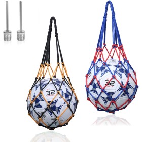 Yzmmxz 2 Pcs Bolsa para Balón, Red para Balones De Futbol, con 2 Agujas Plateadas Inflables, para Baloncesto, Voleibol, Red para