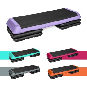 TREXO Aerobic Step para Ejercicios Cardio Fitness Altura Ajustable 10-15-20 cm Superficie Grande 109 x 41 cm Materiales