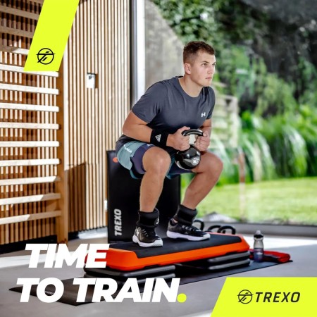 TREXO Aerobic Step para Ejercicios Cardio Fitness Altura Ajustable 10-15-20 cm Superficie Grande 109 x 41 cm Materiales