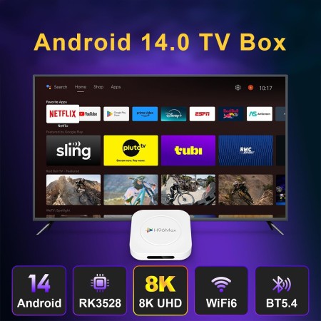 Android 14.0 TV Box 2025, LEFFOT M1 Plus 4K Ultra HD Smart Android TV Box with 4GB RAM + 32GB ROM, HDR10+, 2.4G & 5G Dual-Band