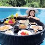 Nicvrea Bandeja Piscina Flotante,Bandeja Ratan para Piscinas Bandeja De Servicio Flotante Lujo Accesorios de Fiesta de Flotador