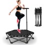 Lischwert Trampolín de fitness de 101.6 cm con barra de mango ajustable, silencioso, mini trampolín elástico, rebotador,