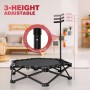 Lischwert Trampolín de fitness de 101.6 cm con barra de mango ajustable, silencioso, mini trampolín elástico, rebotador,