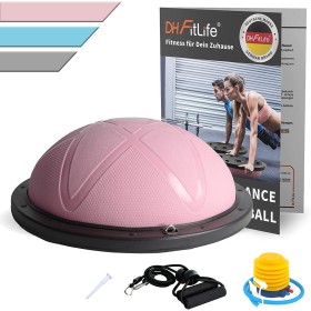DH FitLife Balón de equilibrio, yoga, entrenador de equilibrio de 60 x 22 cm hasta 200 kg, media pelota de gimnasia, tabla de