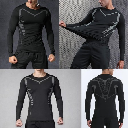 Smatstyle Camiseta Compresion Hombre Base Layer para Correr Transpirable Secado Rápido Camiseta Entrenamiento de Manga Larga