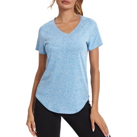 Wayleb Camiseta Deportivo Mujer Camiseta de Manga Corta Camiseta Holgada de Secado Rápido Camisetas de Malla Mujer Yoga Fitness