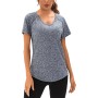 Wayleb Camiseta Deportivo Mujer Camiseta de Manga Corta Camiseta Holgada de Secado Rápido Camisetas de Malla Mujer Yoga Fitness
