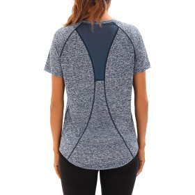 Wayleb Camiseta Deportivo Mujer Camiseta de Manga Corta Camiseta Holgada de Secado Rápido Camisetas de Malla Mujer Yoga Fitness