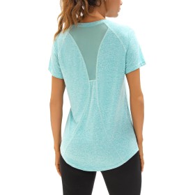 Wayleb Camiseta Deportivo Mujer Camiseta de Manga Corta Camiseta Holgada de Secado Rápido Camisetas de Malla Mujer Yoga Fitness