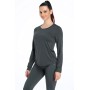 icyzone Camiseta de Fitness Deportiva de Manga Larga para Mujer, Pack de 3