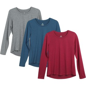 icyzone Camiseta de Fitness Deportiva de Manga Larga para Mujer, Pack de 3