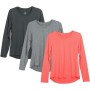 icyzone Camiseta de Fitness Deportiva de Manga Larga para Mujer, Pack de 3