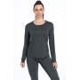 icyzone Camiseta de Fitness Deportiva de Manga Larga para Mujer, Pack de 3