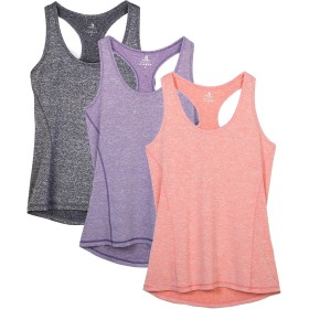 icyzone Camiseta de Tirantes Fitness Deportiva Mujer, Pack de 3