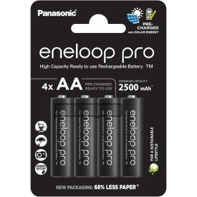 eneloop Pro, Pilas Recargables AA/Mignon, Paquete de 4, Capacidad de mín. 2500 mAh, Pilas Ni-MH, Listas para Usar, Recargables