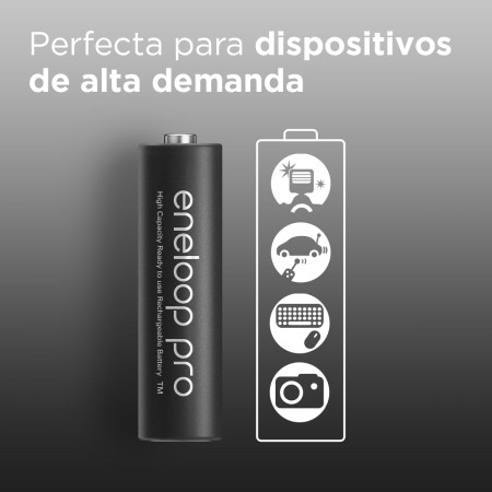 eneloop Pro, Pilas Recargables AA/Mignon, Paquete de 4, Capacidad de mín. 2500 mAh, Pilas Ni-MH, Listas para Usar, Recargables