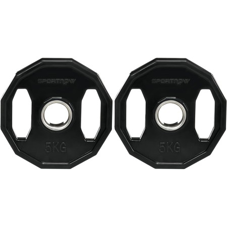 SPORTNOW Juego de 2 Discos de Pesas Olímpicas Hierro Fundido Placas de Pesas con Orificio de 5 cm para Barra o Mancuernas