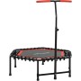 SPORTNOW Trampolín de Fitness 114x114x132 cm Cama Elástica Fitness con Mango Ajustable de 3 Niveles Marco de Acero para