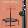 SPORTNOW Trampolín de Fitness 114x114x132 cm Cama Elástica Fitness con Mango Ajustable de 3 Niveles Marco de Acero para