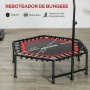 SPORTNOW Trampolín de Fitness 114x114x132 cm Cama Elástica Fitness con Mango Ajustable de 3 Niveles Marco de Acero para
