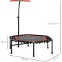 SPORTNOW Trampolín de Fitness 114x114x132 cm Cama Elástica Fitness con Mango Ajustable de 3 Niveles Marco de Acero para
