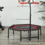 SPORTNOW Trampolín de Fitness 114x114x132 cm Cama Elástica Fitness con Mango Ajustable de 3 Niveles Marco de Acero para
