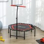 SPORTNOW Trampolín de Fitness 114x114x132 cm Cama Elástica Fitness con Mango Ajustable de 3 Niveles Marco de Acero para