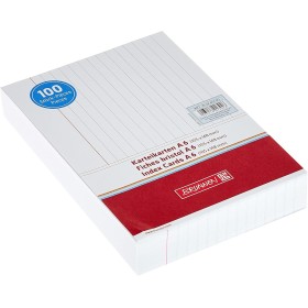Brunnen - Fichas de cartulina con rayado horizontal, 180 g/m², tamaño A6, en envoltorio, color blanco