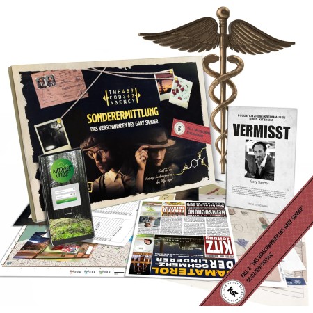 The Code Agency Escape Room Spiel Fall 2 - Juego de detectives, diseño con texto en alemán "Das Verschwinden des Gary Sander,