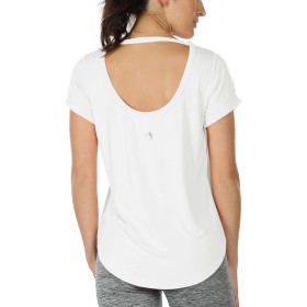 icyzone Camiseta de Yoga Deportiva de Suelta Transpirable de Manga Corta de Espalda Abierta para Mujer
