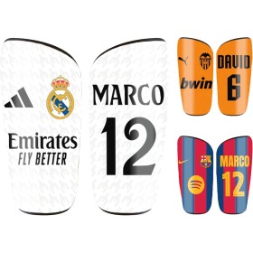 Espinilleras Personalizadas Futbol de tu Equipo Favorito para niños y Adultos con Nombre y Dorsal .Regalos Equipos de Futbol