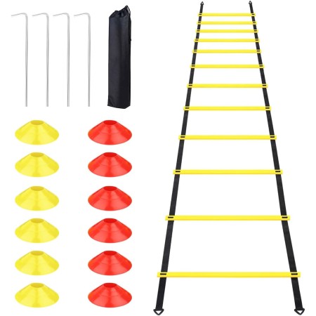 talifoca Accesorios de Entrenamiento de fútbol Agility Ladder 6 M-12 peldaños, Escalera de Entrenamiento de fútbol Escalera de