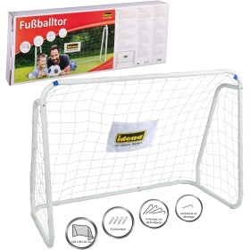 Idena 40099 - Portería de fútbol de metal con red, a partir de 6 años, aprox. 124 x 96 x 61 cm, de rápido montaje, ideal para