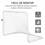 HOMCOM Set de 2 Porterías de Fútbol con Red y Balón para Niños y Adultos Juguete Deportivo para Exterior Jardín Acero y