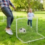 HOMCOM Set de 2 Porterías de Fútbol con Red y Balón para Niños y Adultos Juguete Deportivo para Exterior Jardín Acero y