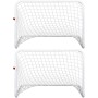 HOMCOM Set de 2 Porterías de Fútbol con Red y Balón para Niños y Adultos Juguete Deportivo para Exterior Jardín Acero y