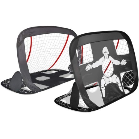 VOUNOT® 2 Porterías de Fútbol para Niños Plegables, 2 en 1 para Juegos de Fútbol y Entrenamiento, 120 x 80 x 80 cm, Negro