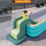 Parque acuático con tobogán, Piscina Infantil Hinchable, con rocódromo, Canasta de Baloncesto, Pistola de Agua, Castillo