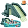 Parque acuático con tobogán, Piscina Infantil Hinchable, con rocódromo, Canasta de Baloncesto, Pistola de Agua, Castillo