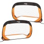 AKTIVE 54120 - Set 2 Porterías de fútbol plegables para niños , Medidas 120x80x80 cm, fácil montaje, color negro y naranja,
