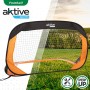 AKTIVE 54120 - Set 2 Porterías de fútbol plegables para niños , Medidas 120x80x80 cm, fácil montaje, color negro y naranja,