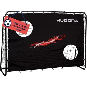 HUDORA Soccer Goal Trainer with Target Wall - Sturdy Outdoor Soccer Goal for Kids & Adults - Goal Wall with Two Reinforced Shot