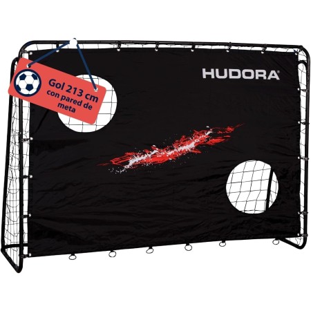 HUDORA Soccer Goal Trainer with Target Wall - Sturdy Outdoor Soccer Goal for Kids & Adults - Goal Wall with Two Reinforced Shot