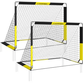 LARMNEE Porterías de Fútbol para Niños, Juego de 2, Entrenadores de Portería de Fútbol, Plegables y Portátiles, 2 en 1 con