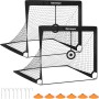 SONGMICS Portería de Fútbol para Niños, Juego de 2, Portería de Fútbol Infantil Portátil y Plegable, para Jardín, Parque, Playa,