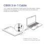 Cable HUION 3 en 1 para tableta gráfica Kamvas 13, Monitor, bolígrafo,