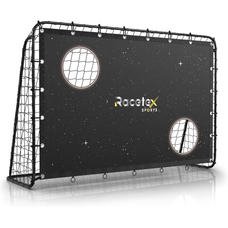 Racetex Portería de Fútbol para Niños y Adultos - Panel de Tiro Con Revestimiento Anti-óxido - para Jardín Con Anclajes - Baliza