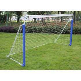 FUNJEPE Portería de fútbol portátil de acero de 2,4 m, para entrenamiento al aire libre, jardín, con red de fútbol a prueba de