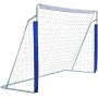 FUNJEPE Portería de fútbol portátil de acero de 2,4 m, para entrenamiento al aire libre, jardín, con red de fútbol a prueba de